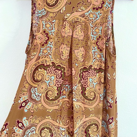 Novella Royale Shirt Duster Sleeveless Open Front Midi Top Rust Moroccan Sun S/M - Picture 7 of 13